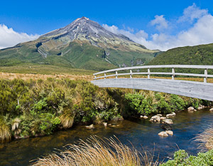 Mount Egmont or Taranaki in Mount Egmont National Park, New Zealand, North Island.